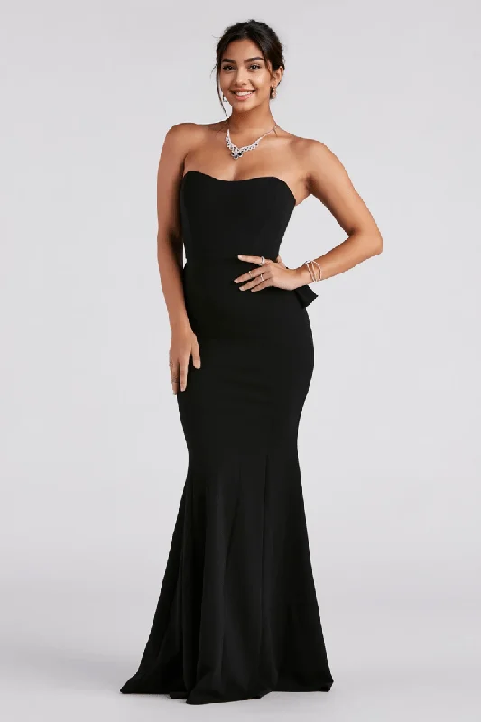 Stylish Women's Apparel Strapless Ruffled Back Mermaid Dress