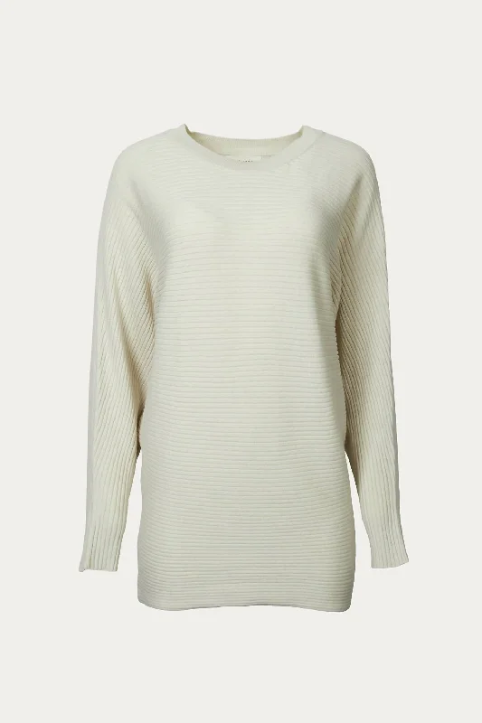 Comfortable Women's Clothes Ribbed Cotton-Blend Oversized Sweater In Pale Beige