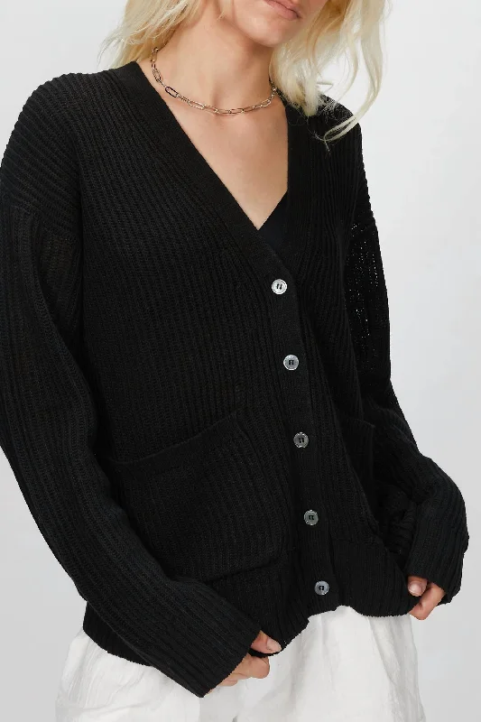 Women's Clothes For Outdoor Events Ribbed Kurt Cardigan In Black
