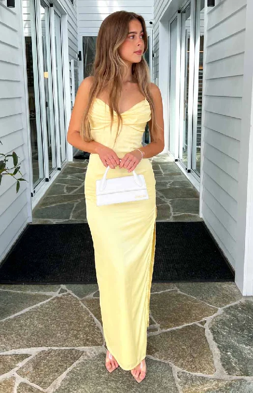 Women's Tailored Outfit Honey Yellow Maxi Dress