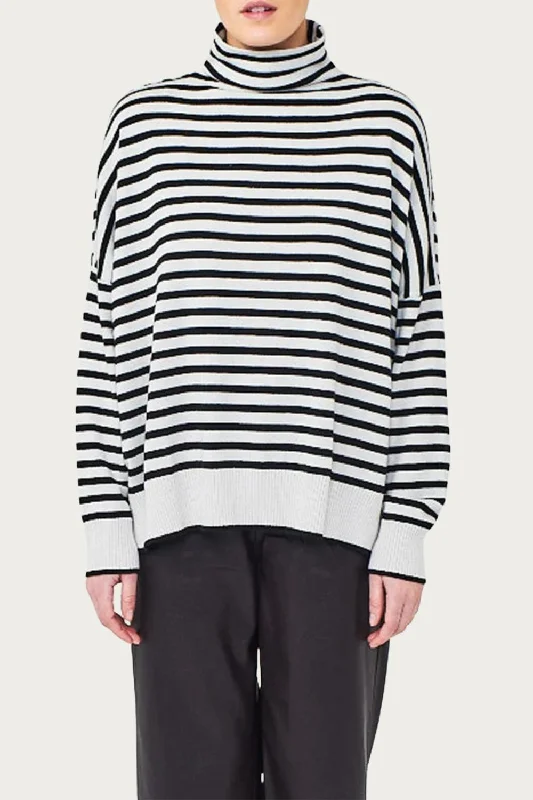 Women's Formal Clothes Sage Funnel Neck Sweater In Silver Haze/coal