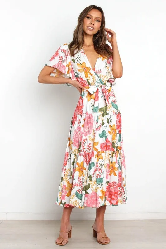 Women's Clothes For Work Taylen Satin Floral Cutout Maxi Dress - FINAL SALE