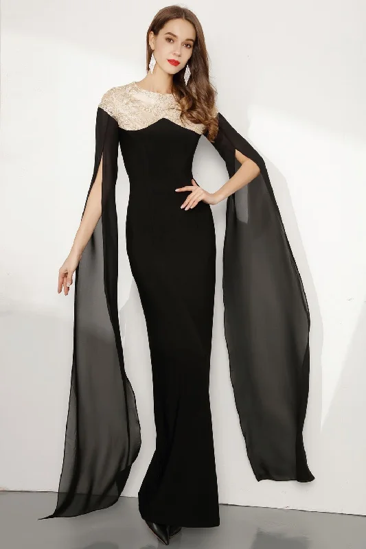 Women's Seasonal Attire FashionSierra - Lace Patchwork Sashes Sleeves Elegant Long Prom Maxi Party Dress