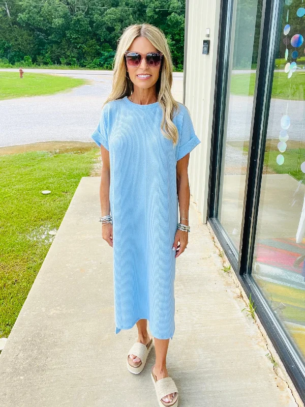 Women's High-Fashion Garments CRYSTAL BLUE DRESS--SUMMER SALE