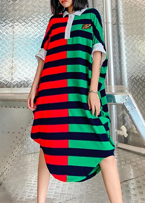 Women's Office Clothing Women striped patchwork cotton pattern Plus Size summer Dress