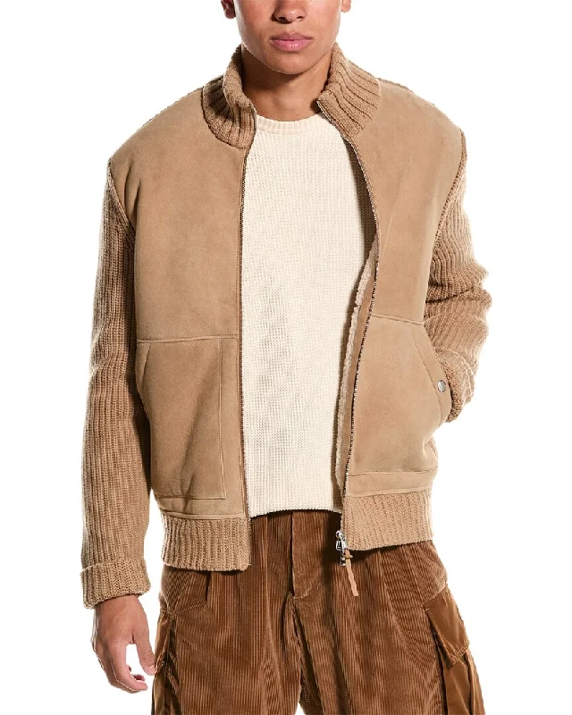Women's Casual Apparel For Weekends Moncler Wool & Leather Cardigan