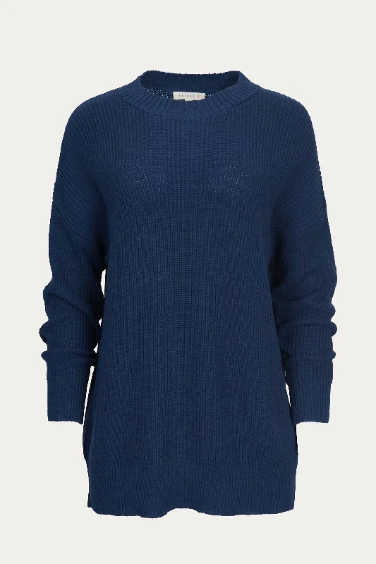 Affordable Women's Clothing Ribbed-Knit Cotton Sweater In Navy