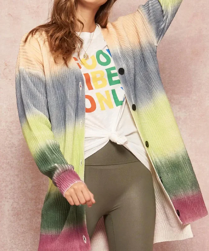 Affordable Women's Clothes Rainbow Ombré Colorblock Cardigan