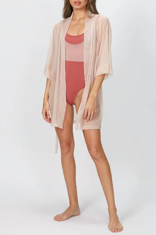 Women's Casual Wear Clothes Mesh Kimono In Ballet