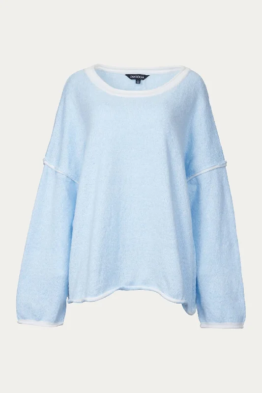 Women's Clothing For Everyday Wear Ribbed-Knit Crewneck Sweater In Light Blue