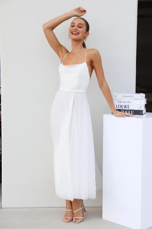 Women's Athletic Outfit Signal My Way Tulle Midi Dress White