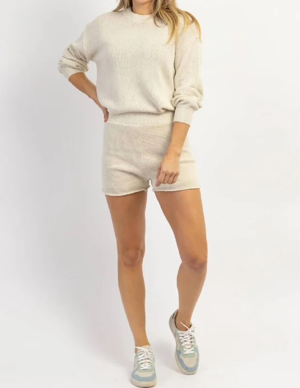 Formal Outfit For Women Isadora Knit Top And Lined Short Set In Beige