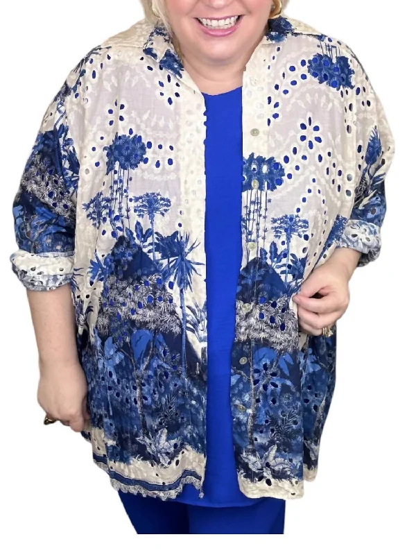 The Good Stuff Sights Set On You Curvy Top In Blue/white