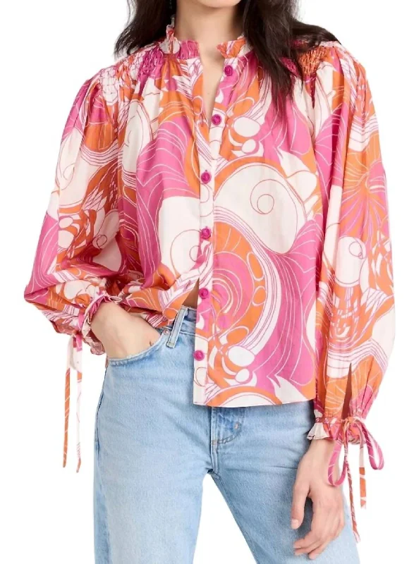 Shop The Hottest Deals Louisa Top In Pink Deco Surf