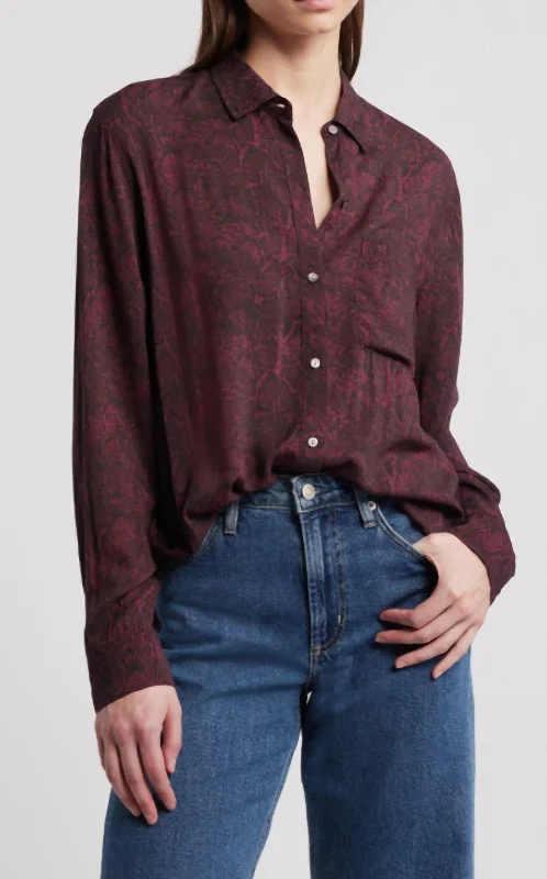 Chic & Modern Sales Josephine Shirt In Merlot Python