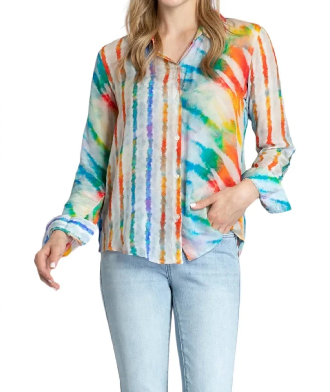 Stay Ahead In Style Over The Rainbow Top In Multi-Colored