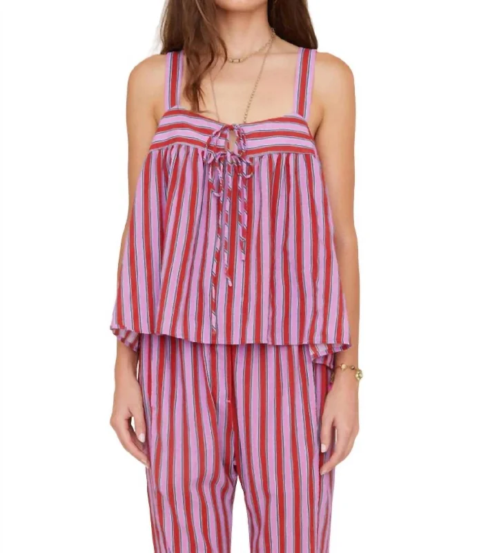 Urban Style Promotions Kyra Top In Berry Stripes