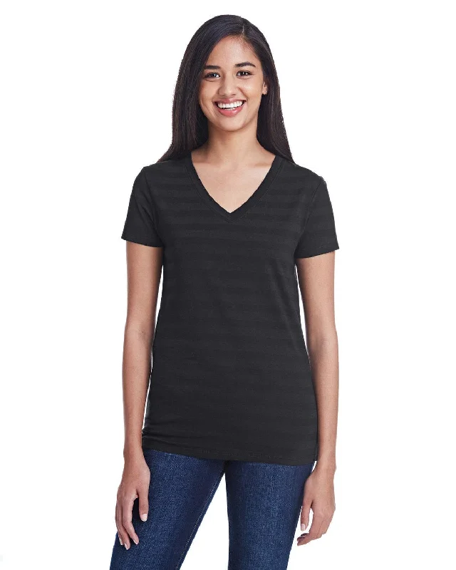 Women's Outerwear Apparel Threadfast Apparel Ladies Invisible Stripe V-Neck T-Shirt