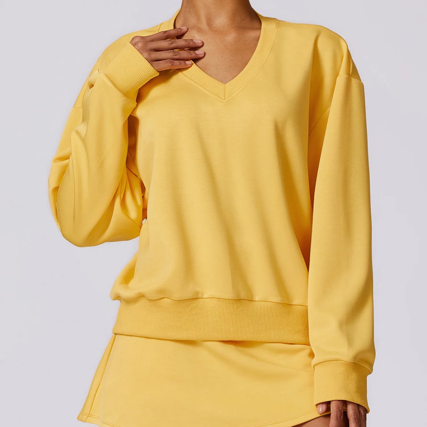 Women's Elegant Evening Outfit V-Neck Yoga Sweater