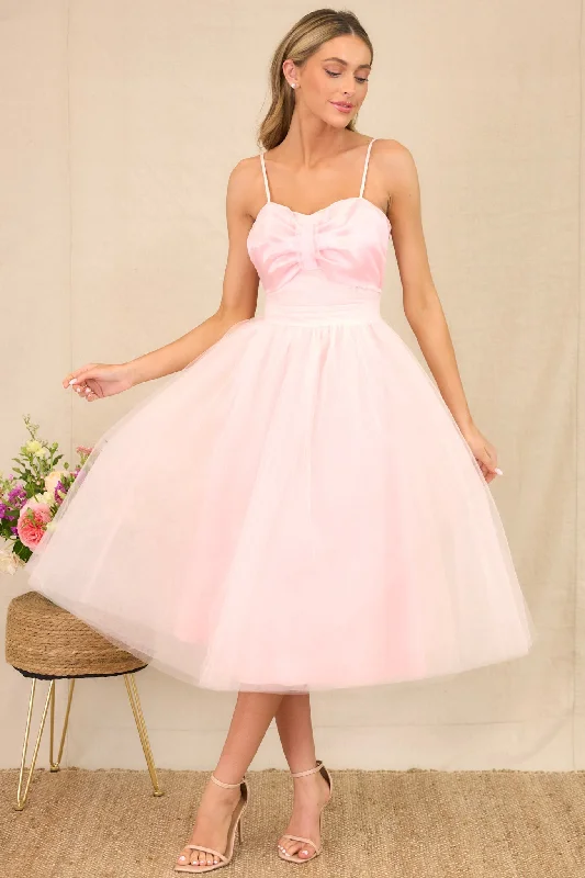 Women's Outerwear Clothing Dance On Air Light Pink Tulle Midi Dress