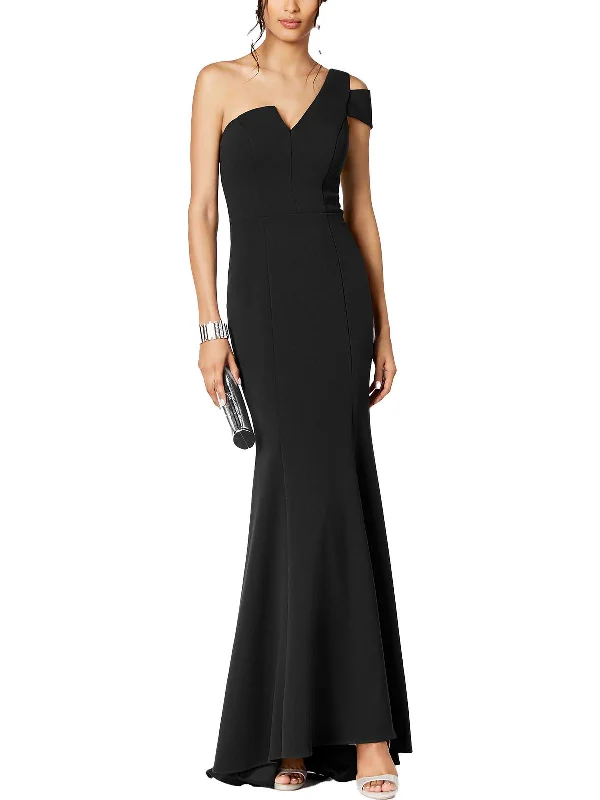 Women's Evening Garments Petites Womens Asymmetric One Shoulder Evening Dress