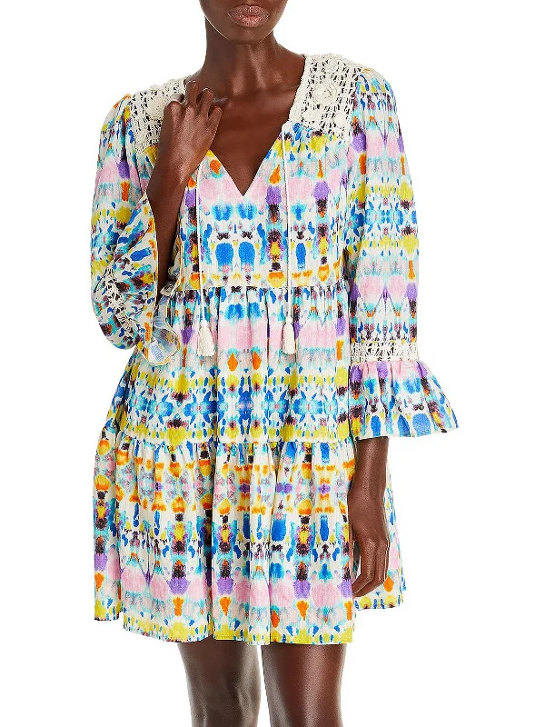 Chic Clothes For Women Womens Crochet Trim Mini Fit & Flare Dress