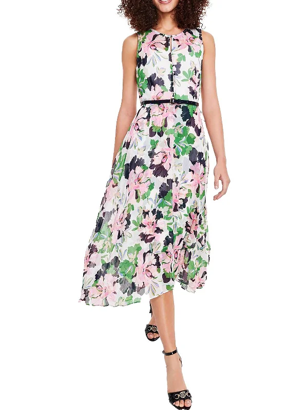 Women's Floral Print Outfit Womens Floral Fit & Flare Midi Dress
