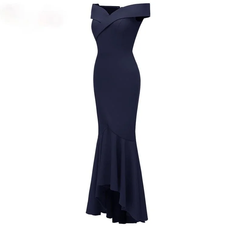 Women's Vintage Clothes Women's Off Shoulder Maxi Wrapped Dresses Evening Dresses
